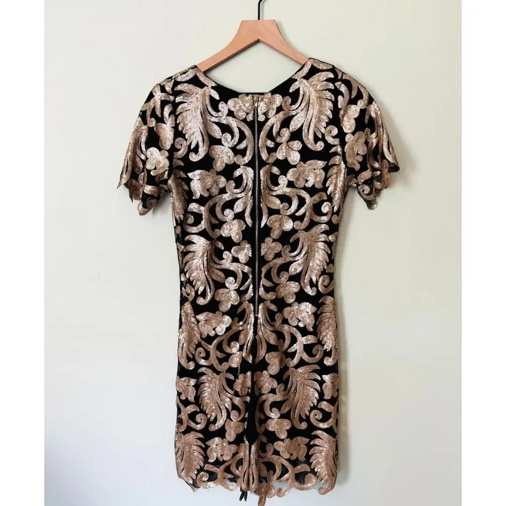 Molly Bracken New Gold Sequin Mini Cocktail Dress, Small - Picture 5 of 9